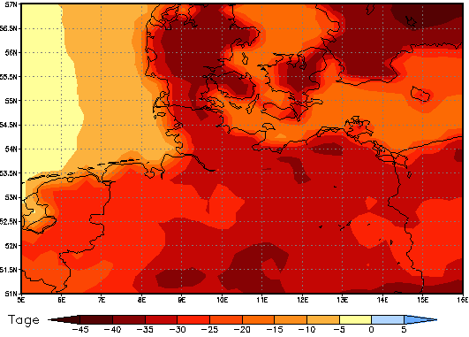 Gebietsmittel dieses Klimalaufs: -29 Tage