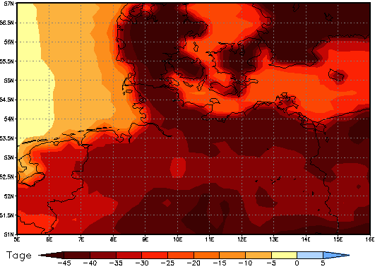 Gebietsmittel dieses Klimalaufs: -36 Tage