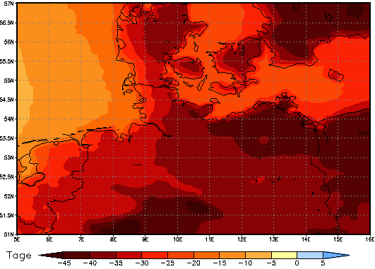Gebietsmittel dieses Klimalaufs: -40 Tage
