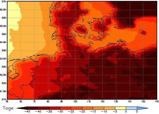 Gebietsmittel dieses Klimalaufs: -43 Tage