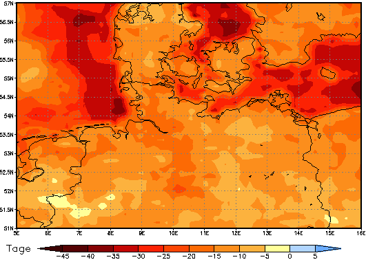 Gebietsmittel dieses Klimalaufs: -17 Tage