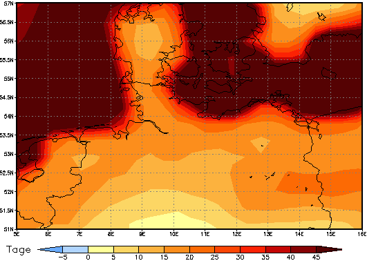 Gebietsmittel dieses Klimalaufs: +25 Tage