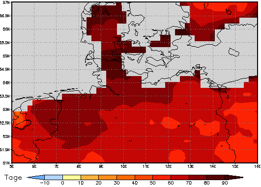 Gebietsmittel dieses Klimalaufs: +75 Tage