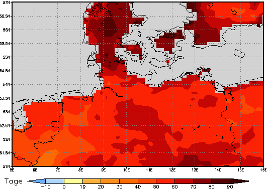 Gebietsmittel dieses Klimalaufs: +60 Tage