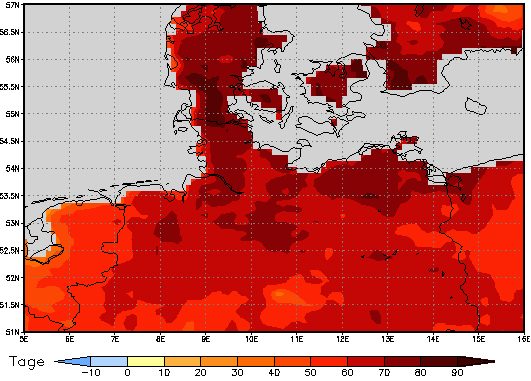 Gebietsmittel dieses Klimalaufs: +64 Tage