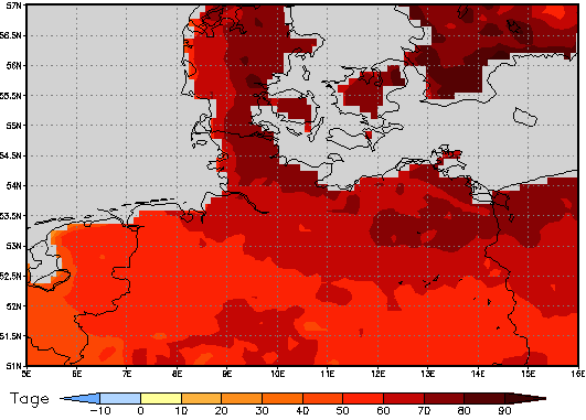 Gebietsmittel dieses Klimalaufs: +58 Tage