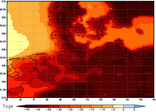 Gebietsmittel dieses Klimalaufs: -42 Tage