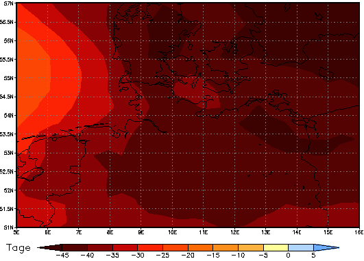 Gebietsmittel dieses Klimalaufs: -44 Tage