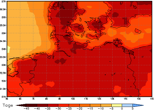 Gebietsmittel dieses Klimalaufs: -33 Tage