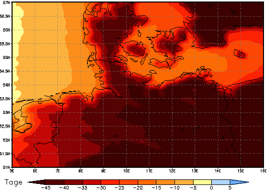 Gebietsmittel dieses Klimalaufs: -51 Tage