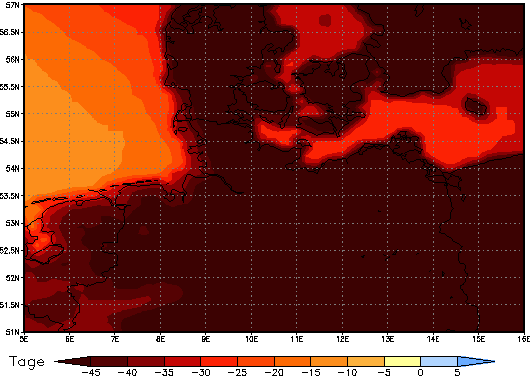 Gebietsmittel dieses Klimalaufs: -54 Tage
