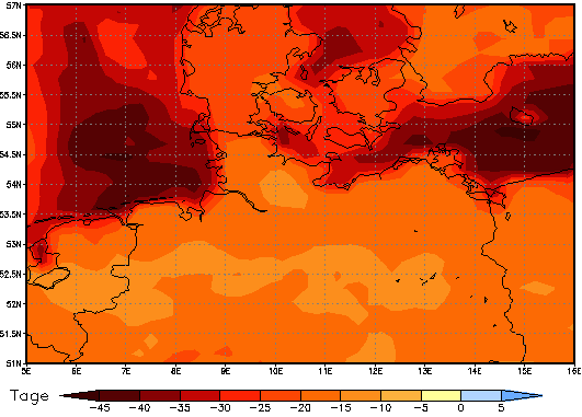 Gebietsmittel dieses Klimalaufs: -16 Tage