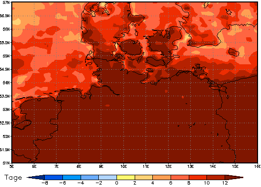 Gebietsmittel dieses Klimalaufs: +16 Tage