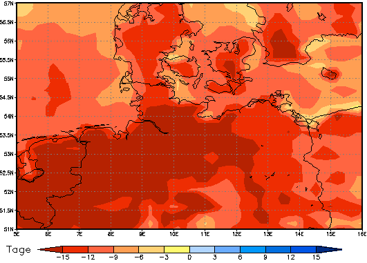 Gebietsmittel dieses Klimalaufs: -13 Tage