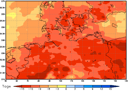 Gebietsmittel dieses Klimalaufs: -12 Tage