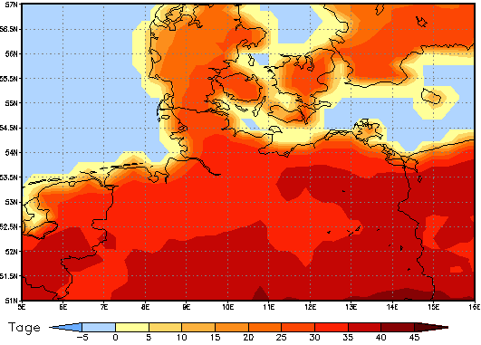 Gebietsmittel dieses Klimalaufs: +34 Tage