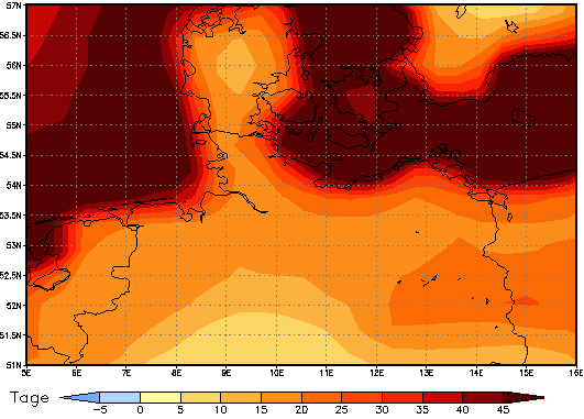 Gebietsmittel dieses Klimalaufs: +33 Tage