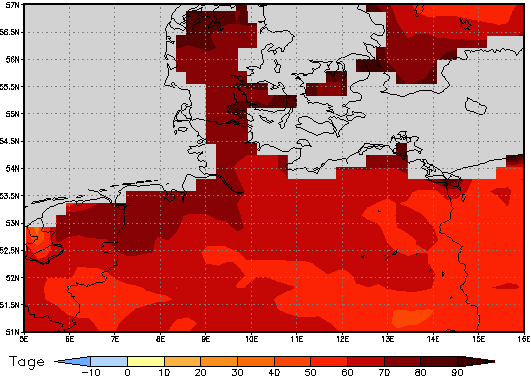 Gebietsmittel dieses Klimalaufs: +65 Tage