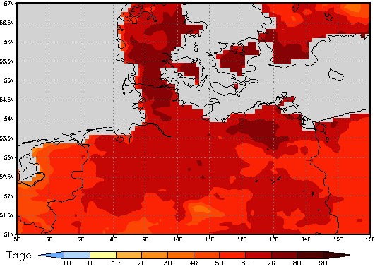 Gebietsmittel dieses Klimalaufs: +45 Tage