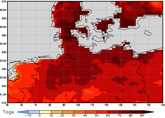 Gebietsmittel dieses Klimalaufs: +53 Tage