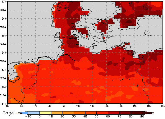 Gebietsmittel dieses Klimalaufs: +58 Tage