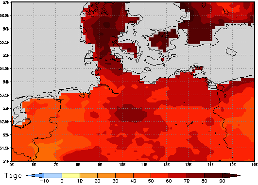 Gebietsmittel dieses Klimalaufs: +57 Tage