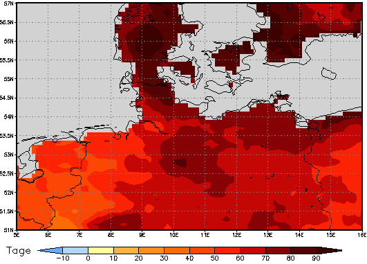 Gebietsmittel dieses Klimalaufs: +76 Tage