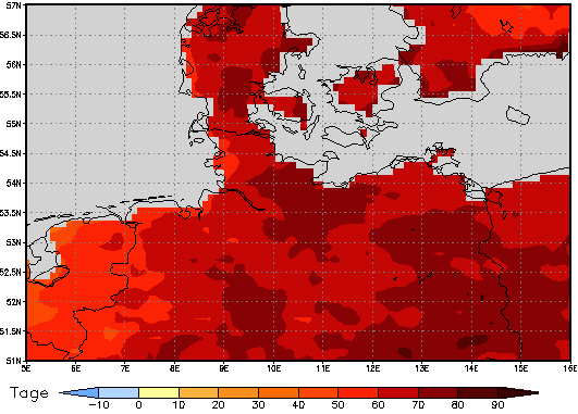 Gebietsmittel dieses Klimalaufs: +69 Tage